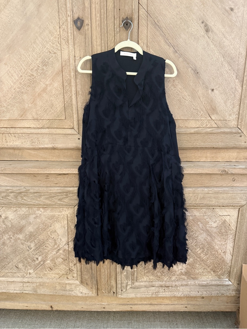 See By Chloe Black Sleeveless Textured Mini Dress